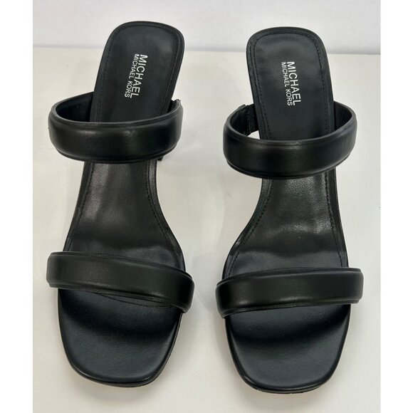 Michael Kors Shoes - Michael Kors Black Leather Clara Heeled Sandals Double Straps 8M Minimalist